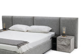 Maranello - Modern Grey Fabric Bed w/ Two Nightstands