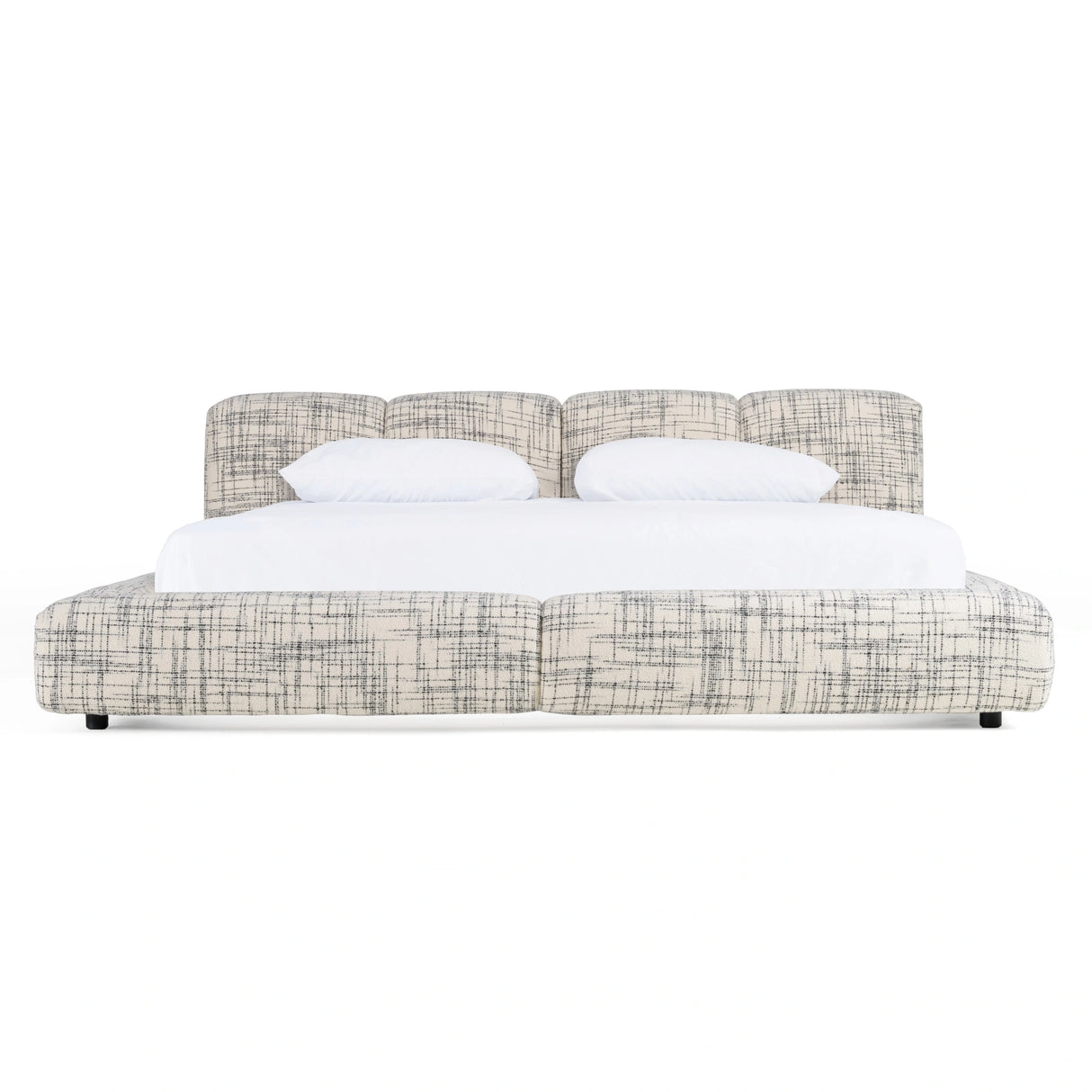Shiloh - Modern Off-White + Black Fabric Bed