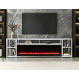 Midway 80"" TV Console with Firelight in White