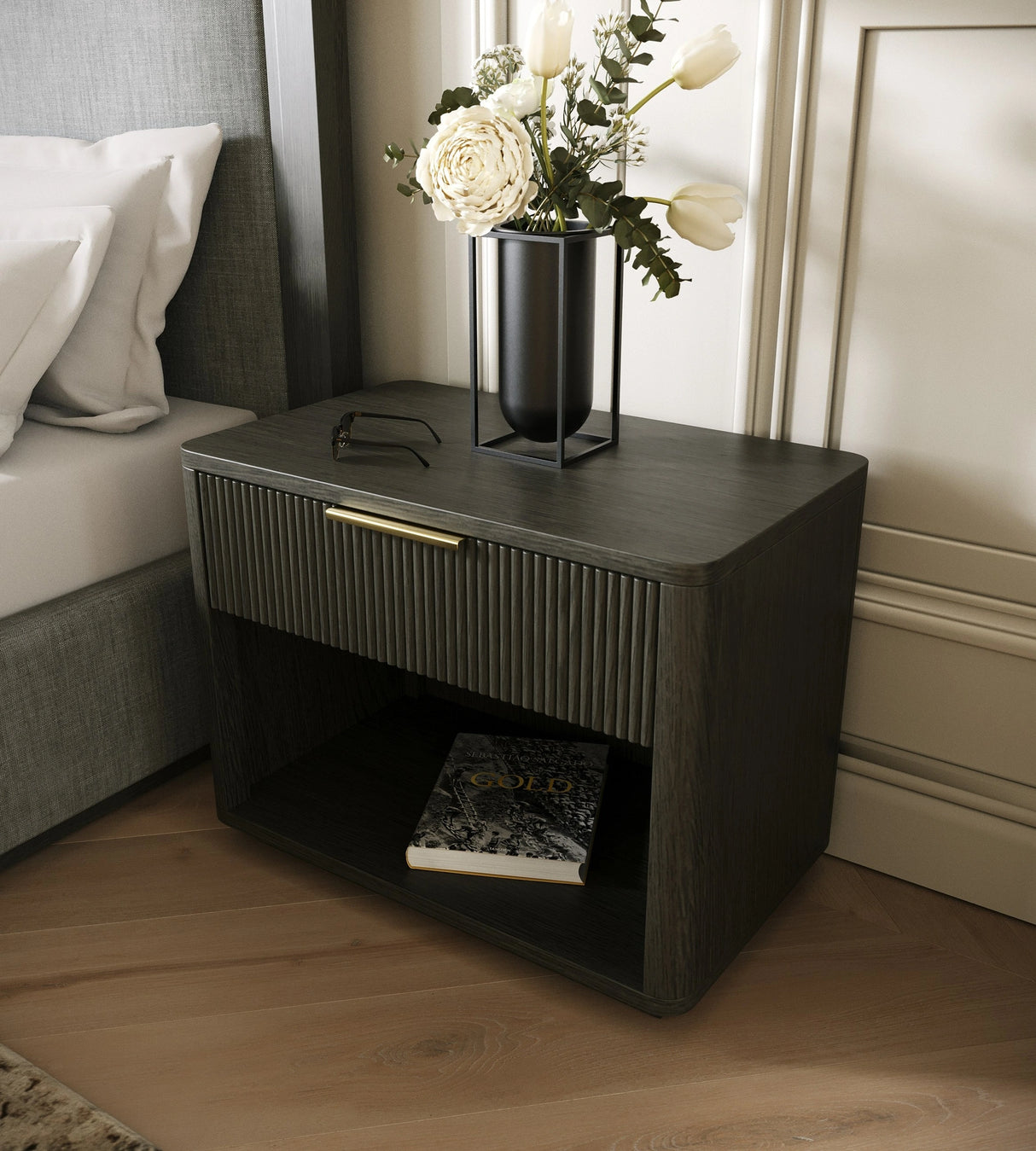 Santa Barbara + Santa Monica - Modern Grey Fabric + Grey Wash Bedroom Set