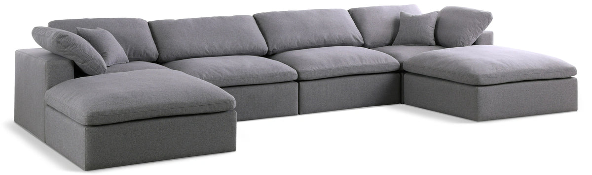 Serene Grey Linen Fabric Deluxe Cloud Modular Sectional
