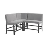 Seneca Counter 3PC Corner Bench with Grey Fabric