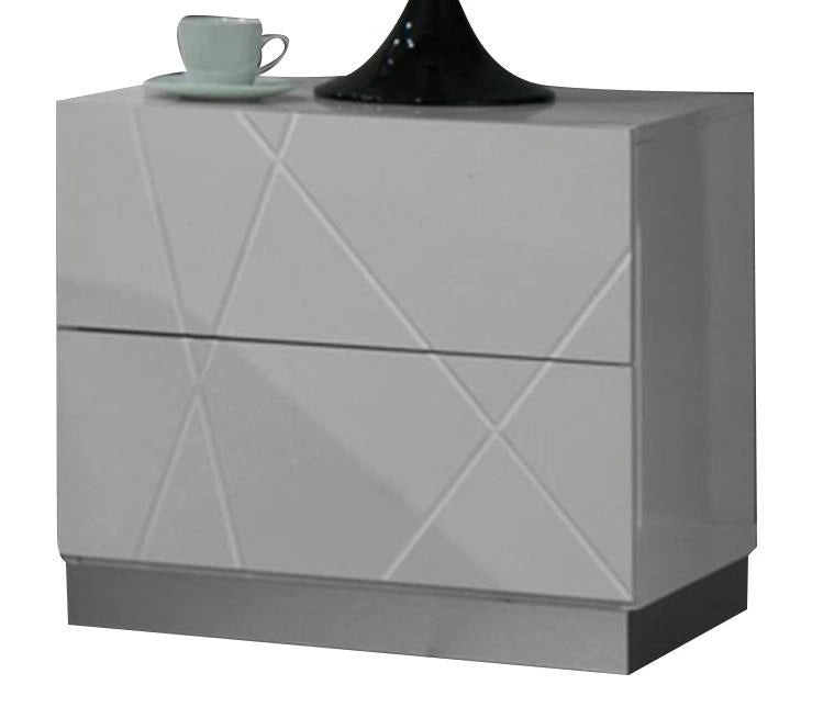 J&M Naples 2 Drawer Nightstand in White Lacquer