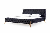 Legend - Modern Black Velvet & Rosegold Bed