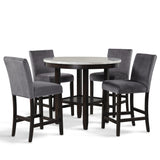 Celeste 42" Round Counter Table-Espresso/Faux Marble