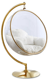 Luna White Faux Fur Acrylic Swing Accent Chair