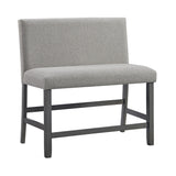 Seneca Counter Bench with Upholstered Back and Grey Fabric