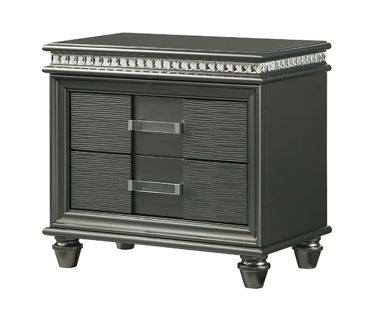 Crown Mark Furniture Adira 2 Drawer Nightstand in Silver image