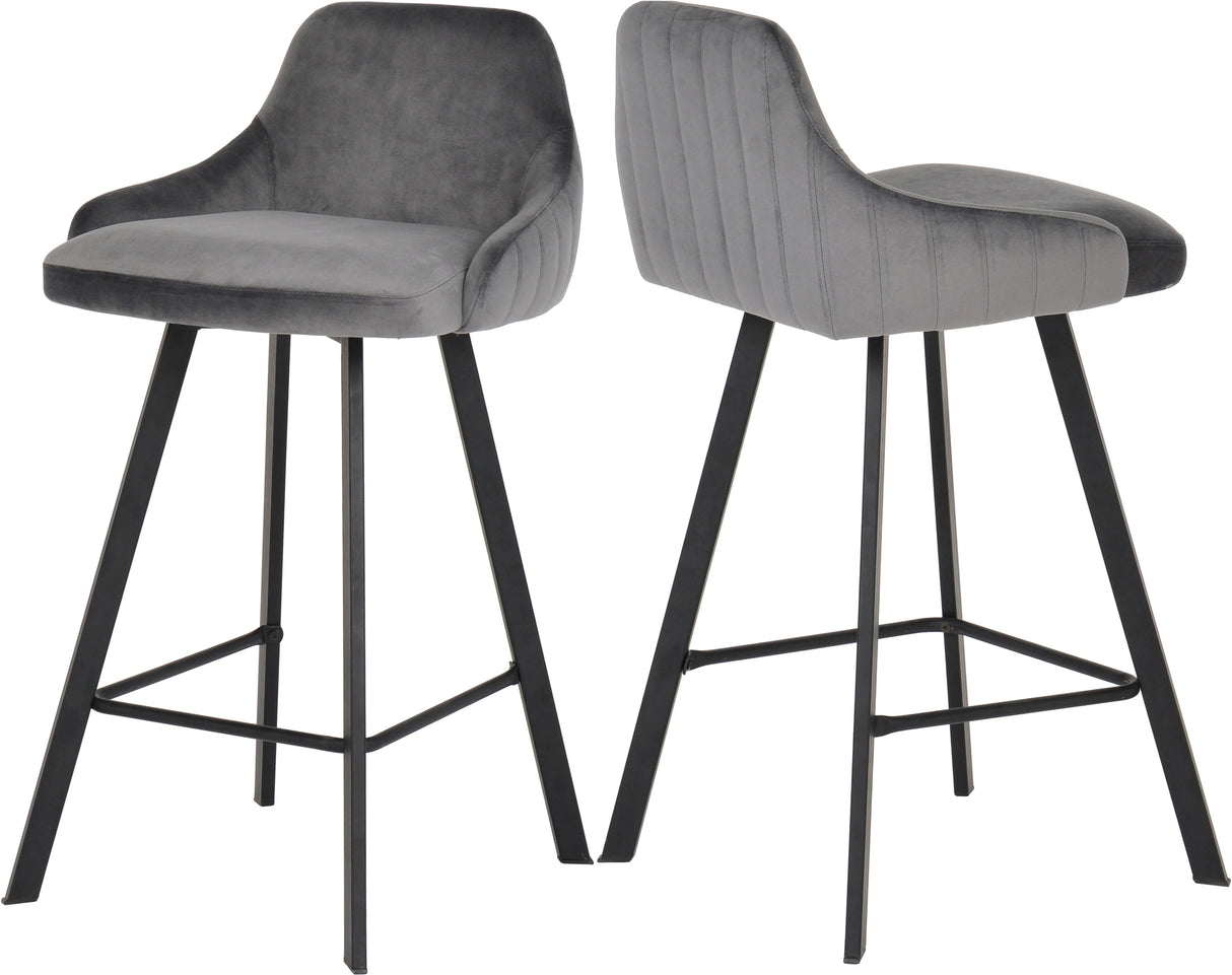 Viviene Grey Velvet Stool