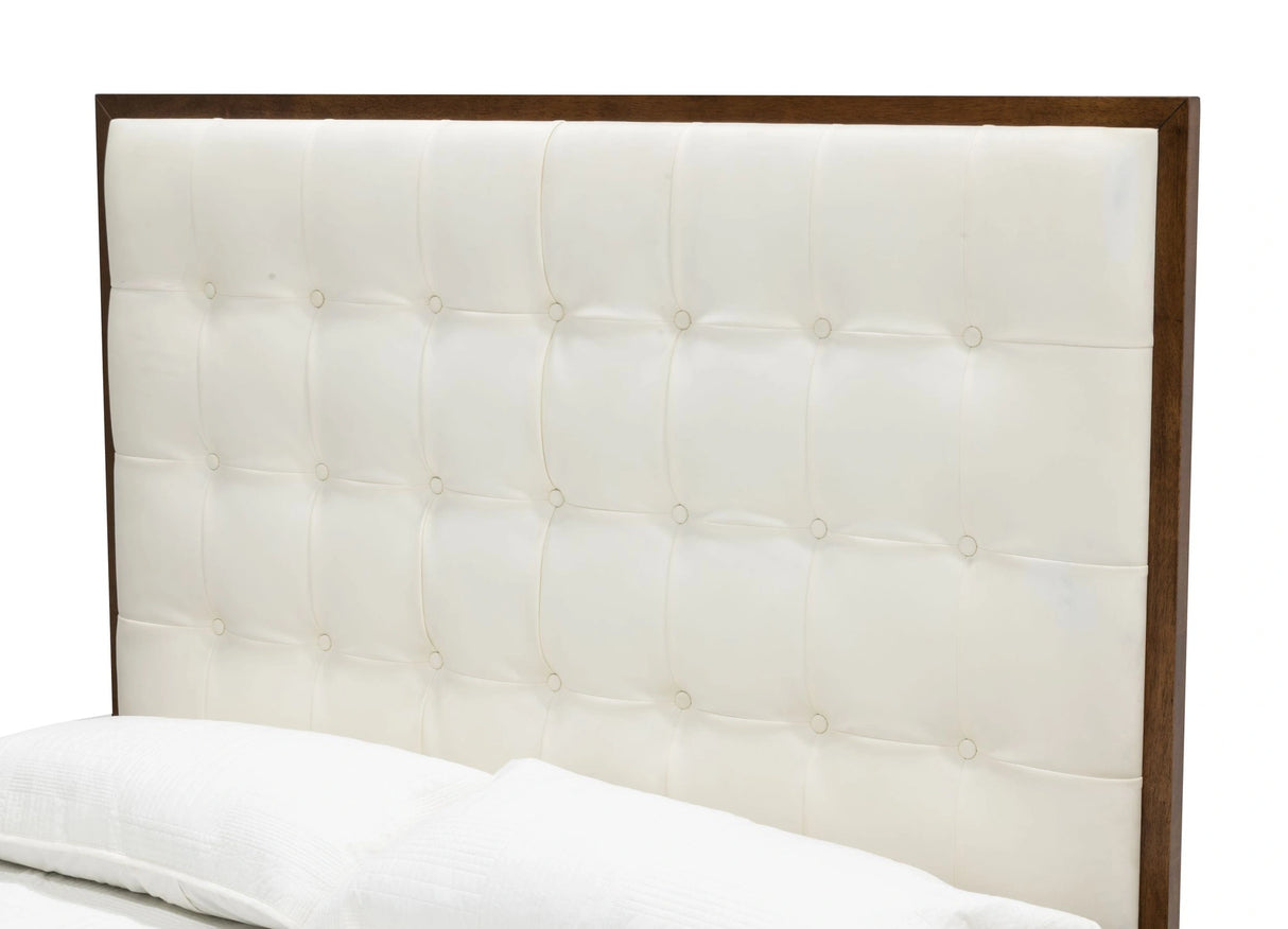 Amberlie - White Vegan Leather & Walnut Bed