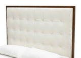 Amberlie - White Vegan Leather & Walnut Bed