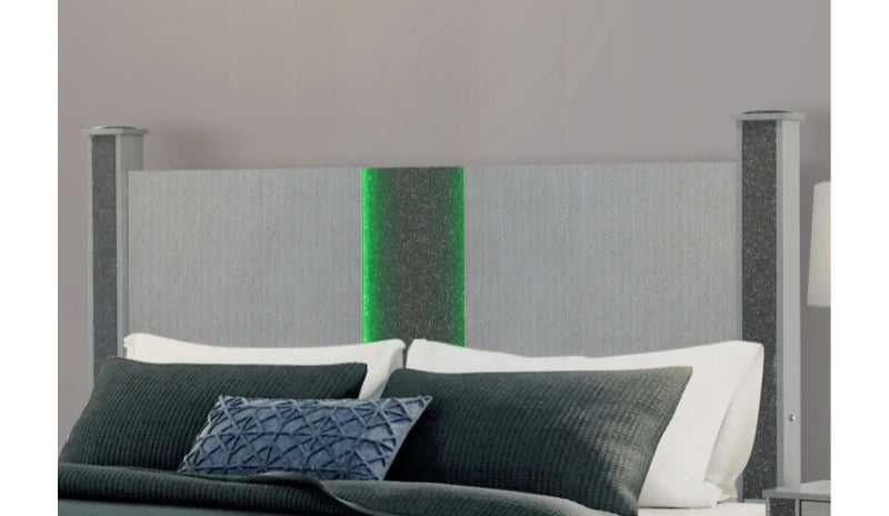 Logan Silver Bed with LED and Speakers