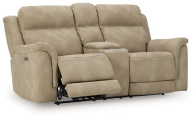 Next-Gen DuraPella Power Reclining Loveseat with Console - galleria furniture outlet