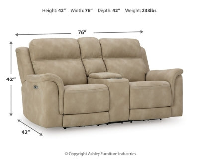Next-Gen DuraPella Power Reclining Loveseat with Console - galleria furniture outlet
