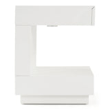 Esso Modern White Glossy Tall Nightstand
