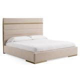 Cartier - Modern Beige Velvet + Brushed Brass 4-Piece Bedroom Set