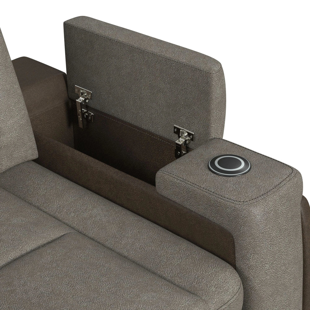 Lantana Power Motion Recliner with Power Headrest, Led ,wireless charger and cup holder in Rocky Grey/Brown