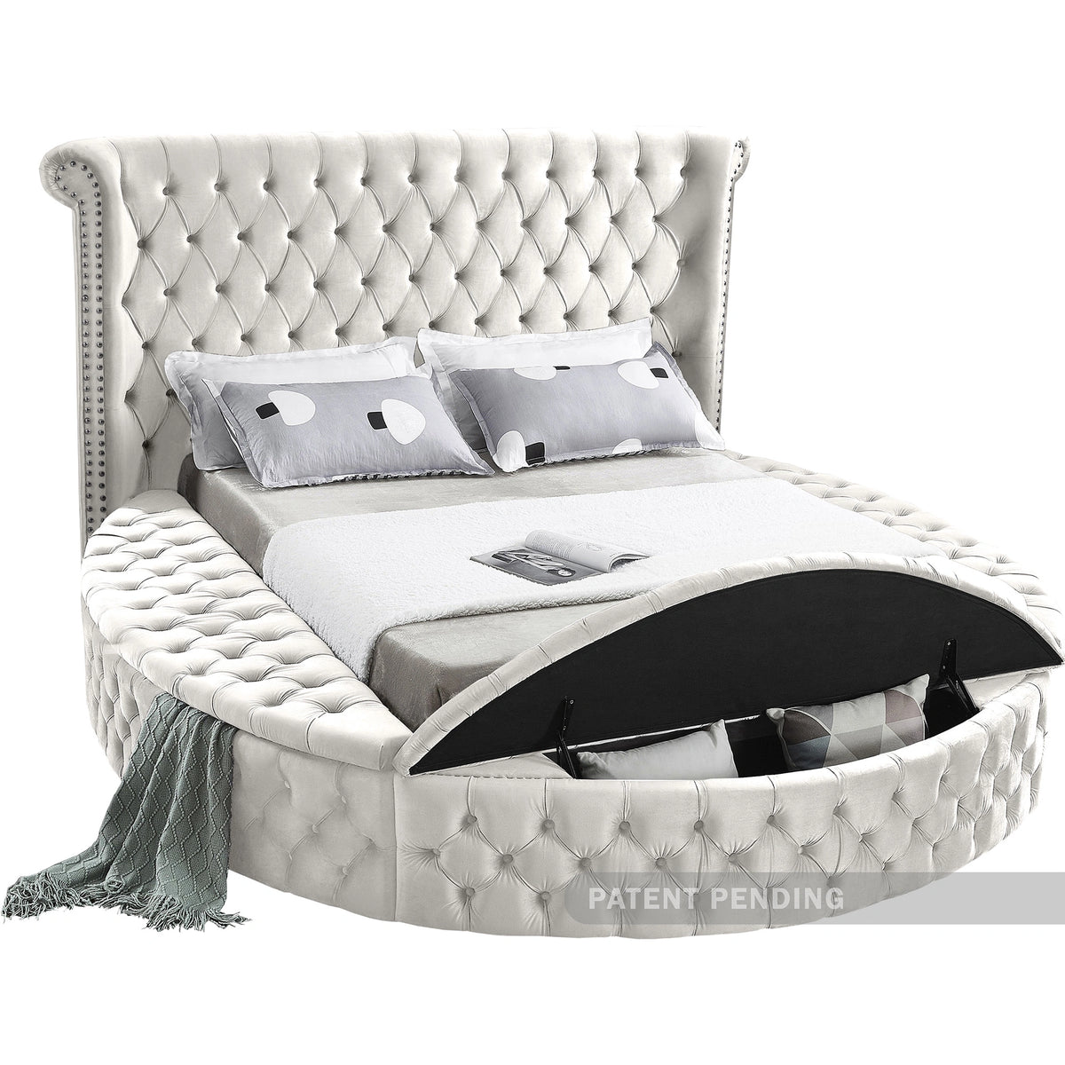 Luxus Cream Velvet Queen Bed (3 Boxes)