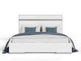 Cartier - Modern White Vegan Leather + Stainless Steel 4-Piece Bedroom Set