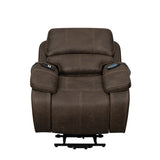 Brookings Power Lift Recliner W/ Heat & Massage-Brown