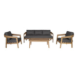 Sintra - Outdoor Grey Fabric + Eucalyptus Sofa Set