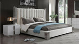 Token - Modern White + Stainless Steel Bed + Nightstands