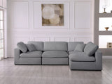Serene Grey Linen Fabric Deluxe Cloud Modular Sectional