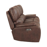 Atlantis Power Motion Sofa with Power Motion Head Recliner in Heritage Brown
