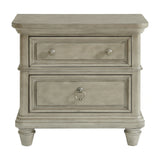 Whit-Ash 2-Drawer Nightstand with USB in Light Grey