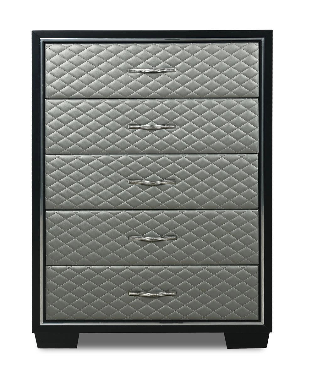 New Classic Furniture Luxor 5 Drawer Chest in Black/Silver