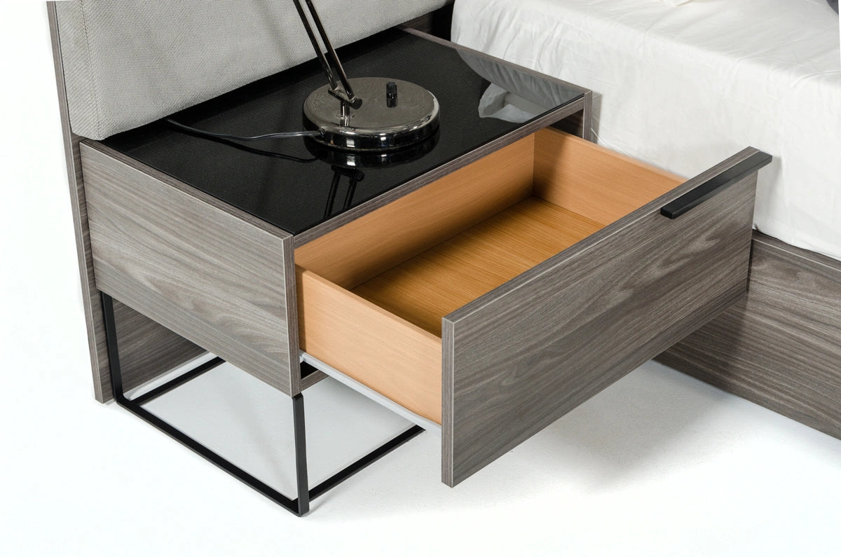 Enzo Italian Modern Grey Oak & Fabric Bedroom Set