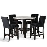 Celeste 42" Round Counter Table-Espresso/Faux Marble