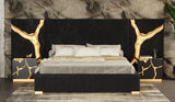 Aspen - Modern Black + Gold 4-Piece Bedroom Set