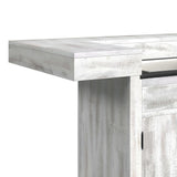 Rogen Rustic Bar Table with Ice Tray, USB and Power in Rustic White
