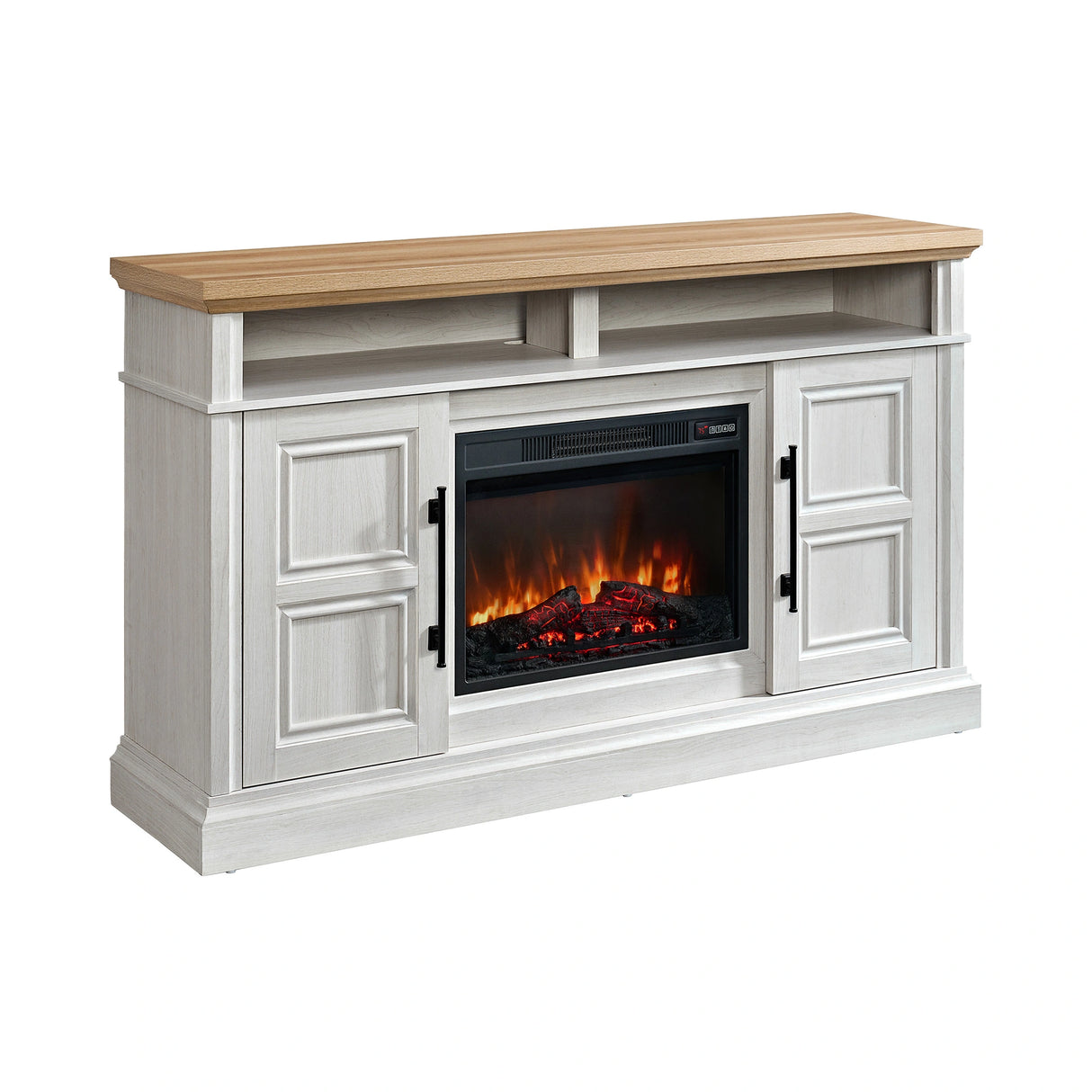 Villa Console with 23"" Fireplace Insert in White & Natural