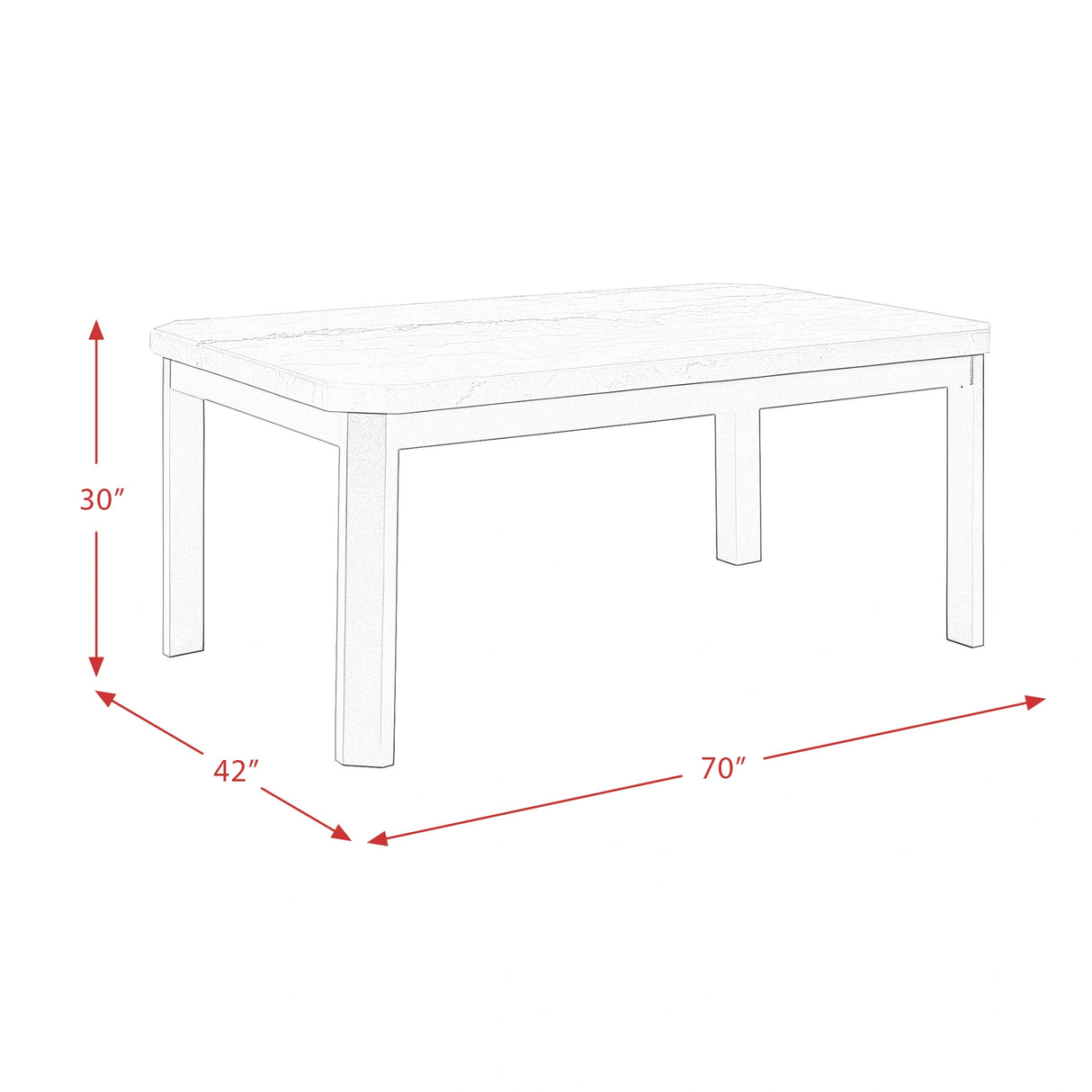 Francesca White Marble Rectangular 5PC Dining Set-Table & Four Black PU Chairs