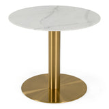 Fairway - Glam White Marble and Brushed Gold Tall End Table