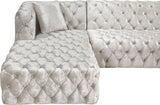 Coco White Velvet 3pc. Sectional (3 Boxes)