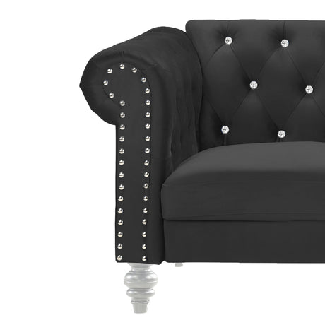 EMMA CRYSTAL SOFA-BLACK - galleria furniture outlet
