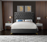 Cruz Grey Velvet Queen Bed