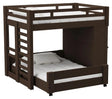 Elements International Cali Kids Twin Over Full Basic Loft Bed with Desk in Brown image
