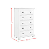 Kona 5-Drawer Chest in White