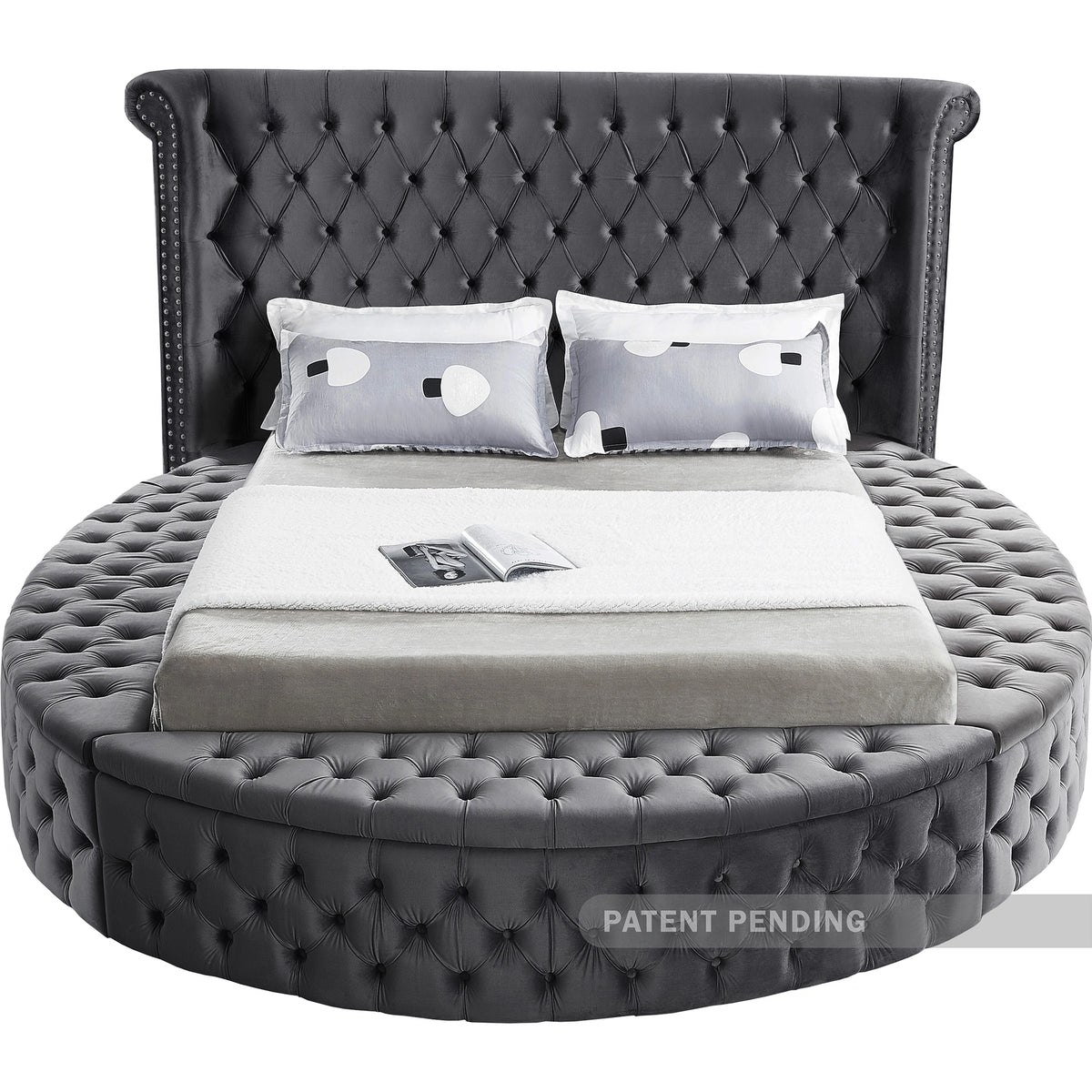 Luxus Grey Velvet Queen Bed (3 Boxes)