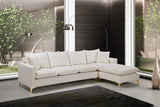 Naomi Cream Velvet 2pc. Reversible Sectional