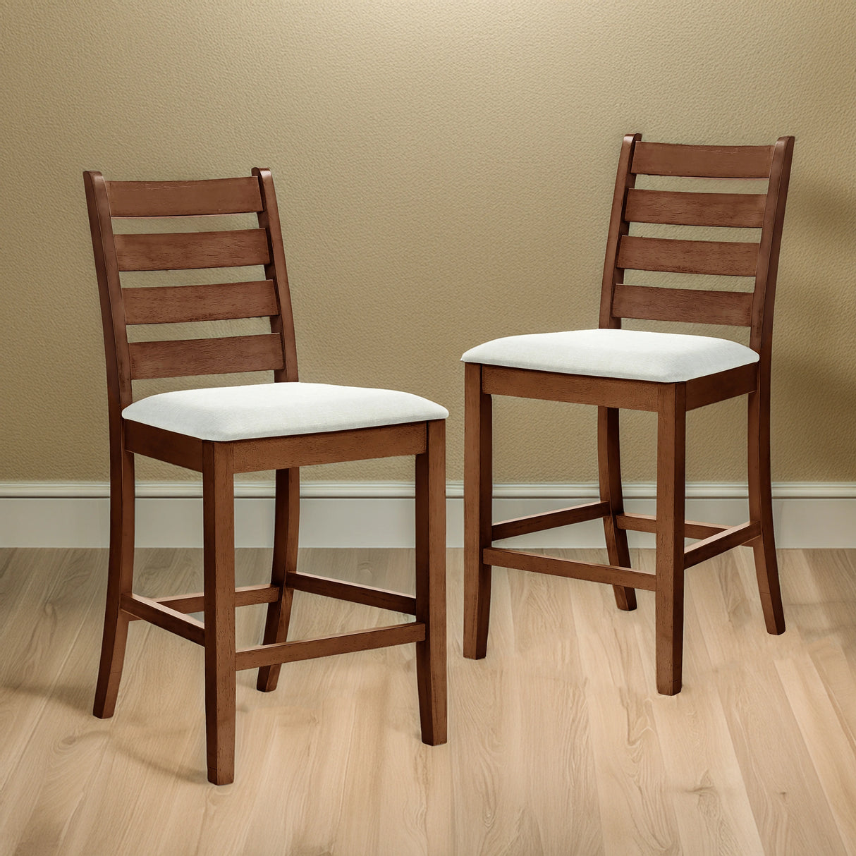Pascal Ladderback Counter Chair (2 Per Carton)-Walnut