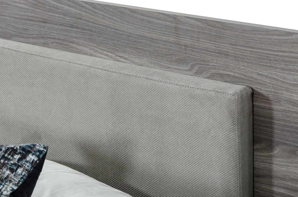 Enzo Italian Modern Grey Oak & Fabric Bedroom Set