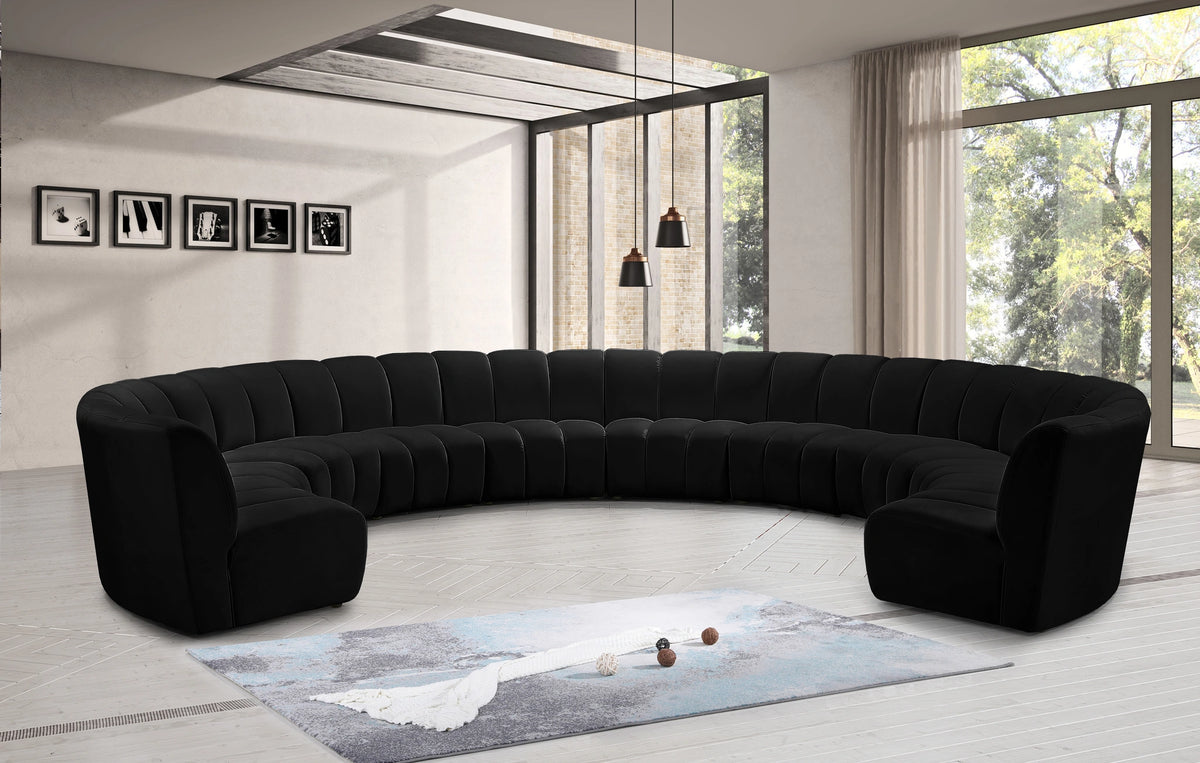 Infinity Black Velvet 10pc. Modular Sectional