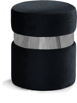 Hailey Black Velvet Ottoman/Stool