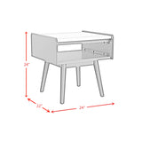 Lanette End Table with White Marble Top in Black