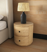 Harris + Jacobson - Modern Off-White Fabric + Natural Oak 4-Piece Bedroom Set